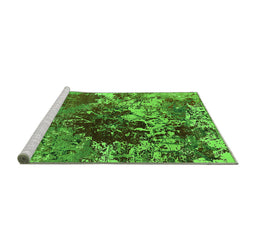 Sideview of Machine Washable Oriental Green Industrial Area Rugs, wshurb2605grn
