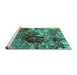 Sideview of Machine Washable Oriental Turquoise Industrial Area Rugs, wshurb2605turq