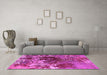 Machine Washable Oriental Pink Industrial Rug in a Living Room, wshurb2605pnk