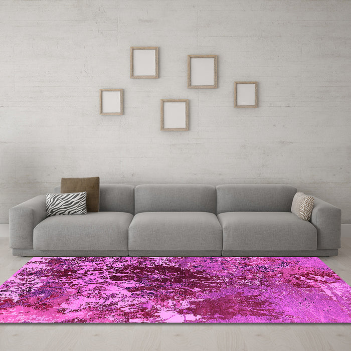 Machine Washable Oriental Pink Industrial Rug in a Living Room, wshurb2605pnk