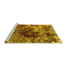 Sideview of Machine Washable Oriental Yellow Industrial Rug, wshurb2605yw