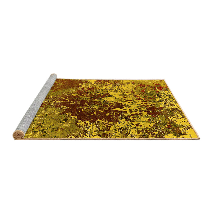 Sideview of Machine Washable Oriental Yellow Industrial Rug, wshurb2605yw