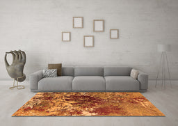 Machine Washable Oriental Orange Industrial Area Rugs in a Living Room, wshurb2605org