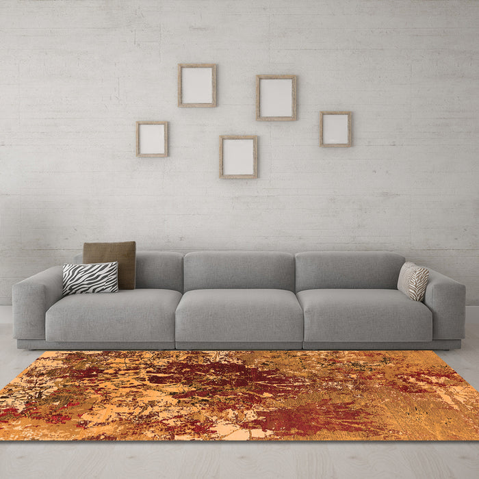 Machine Washable Oriental Orange Industrial Area Rugs in a Living Room, wshurb2605org