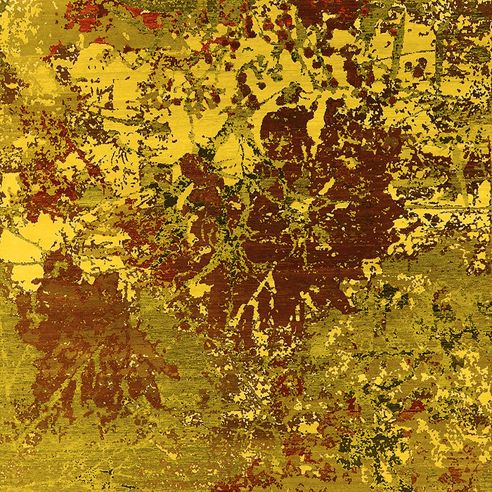 Machine Washable Oriental Yellow Industrial Rug, wshurb2605yw