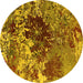 Round Oriental Yellow Industrial Rug, urb2605yw