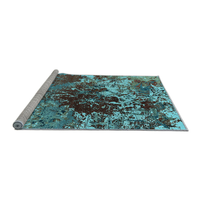 Sideview of Machine Washable Oriental Light Blue Industrial Rug, wshurb2605lblu