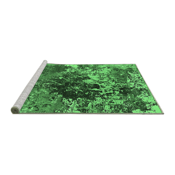 Sideview of Machine Washable Oriental Emerald Green Industrial Area Rugs, wshurb2605emgrn