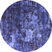 Round Oriental Blue Industrial Rug, urb2606blu