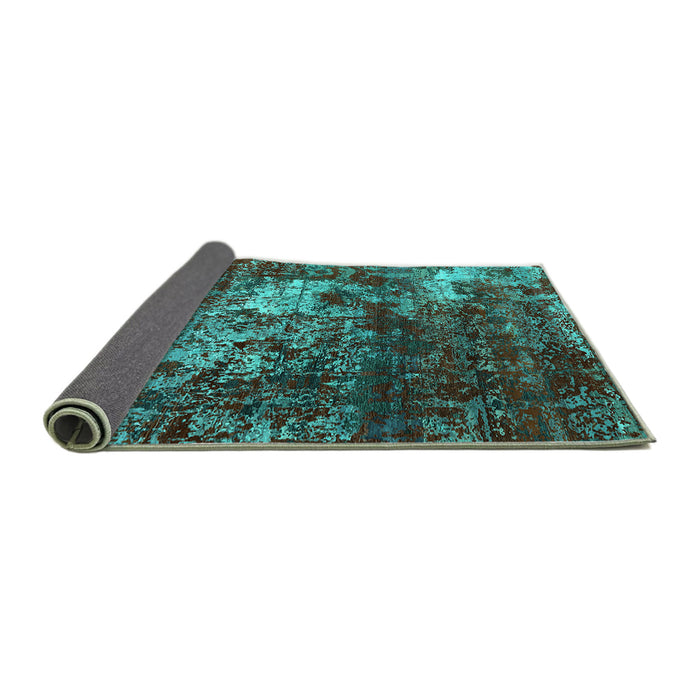 Sideview of Oriental Turquoise Industrial Rug, urb2606turq