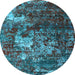 Round Oriental Light Blue Industrial Rug, urb2606lblu