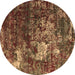 Round Machine Washable Oriental Brown Industrial Rug, wshurb2606brn