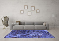 Machine Washable Oriental Blue Industrial Rug, wshurb2606blu