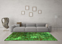 Machine Washable Oriental Green Industrial Rug, wshurb2606grn