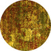 Round Oriental Yellow Industrial Rug, urb2606yw