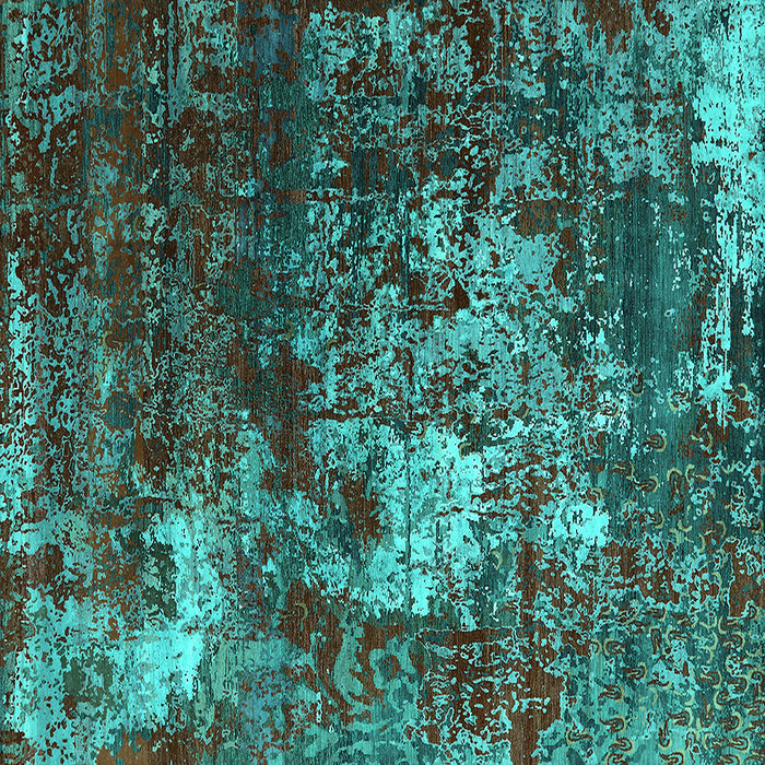 Square Oriental Turquoise Industrial Rug, urb2606turq