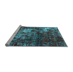 Sideview of Machine Washable Oriental Light Blue Industrial Rug, wshurb2606lblu