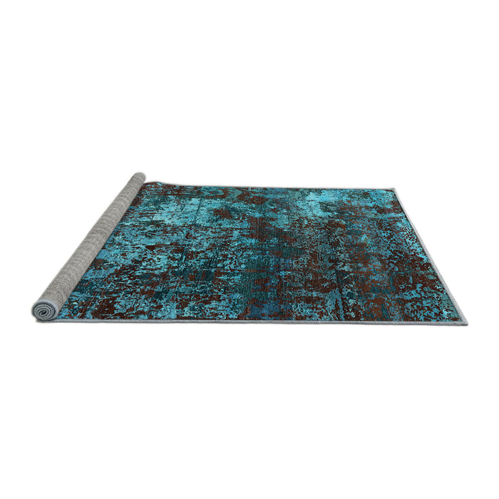 Sideview of Machine Washable Oriental Light Blue Industrial Rug, wshurb2606lblu