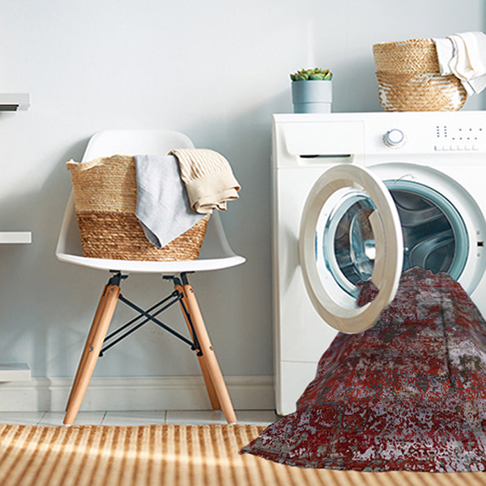 Machine Washable Industrial Modern Gunmetal Gray Rug in a Washing Machine, wshurb2606