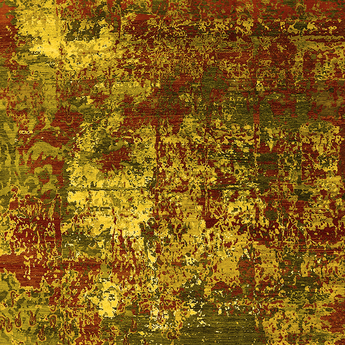 Machine Washable Oriental Yellow Industrial Rug, wshurb2606yw