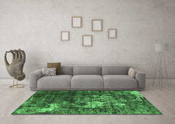 Machine Washable Oriental Emerald Green Industrial Area Rugs in a Living Room,, wshurb2606emgrn