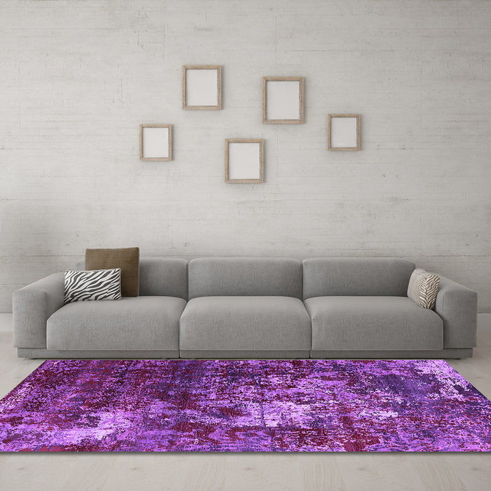 Machine Washable Oriental Purple Industrial Area Rugs in a Living Room, wshurb2606pur