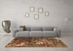 Machine Washable Oriental Brown Industrial Rug in a Living Room,, wshurb2606brn