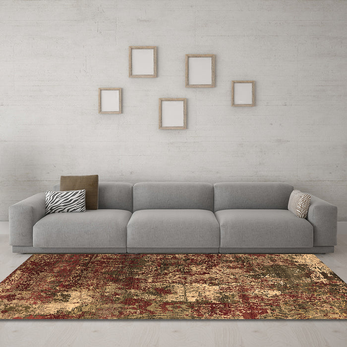 Machine Washable Oriental Brown Industrial Rug in a Living Room,, wshurb2606brn