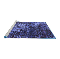 Sideview of Machine Washable Oriental Blue Industrial Rug, wshurb2606blu