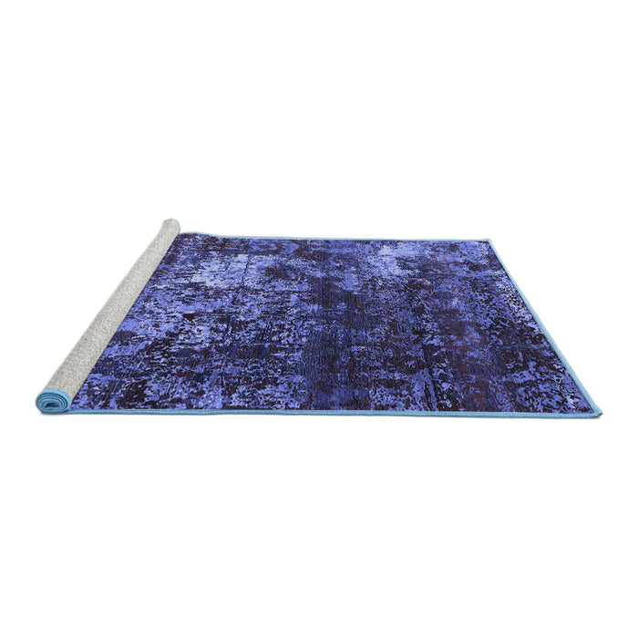 Sideview of Machine Washable Oriental Blue Industrial Rug, wshurb2606blu