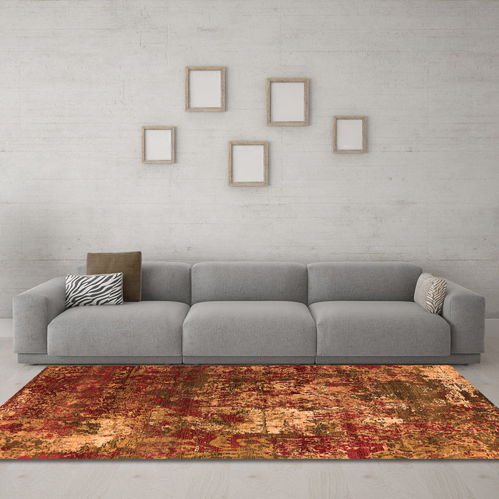 Machine Washable Oriental Orange Industrial Area Rugs in a Living Room, wshurb2606org