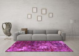 Machine Washable Oriental Pink Industrial Rug in a Living Room, wshurb2606pnk