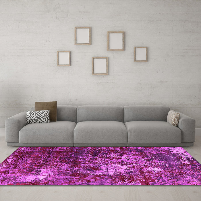 Machine Washable Oriental Pink Industrial Rug in a Living Room, wshurb2606pnk