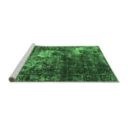 Sideview of Machine Washable Oriental Emerald Green Industrial Area Rugs, wshurb2606emgrn