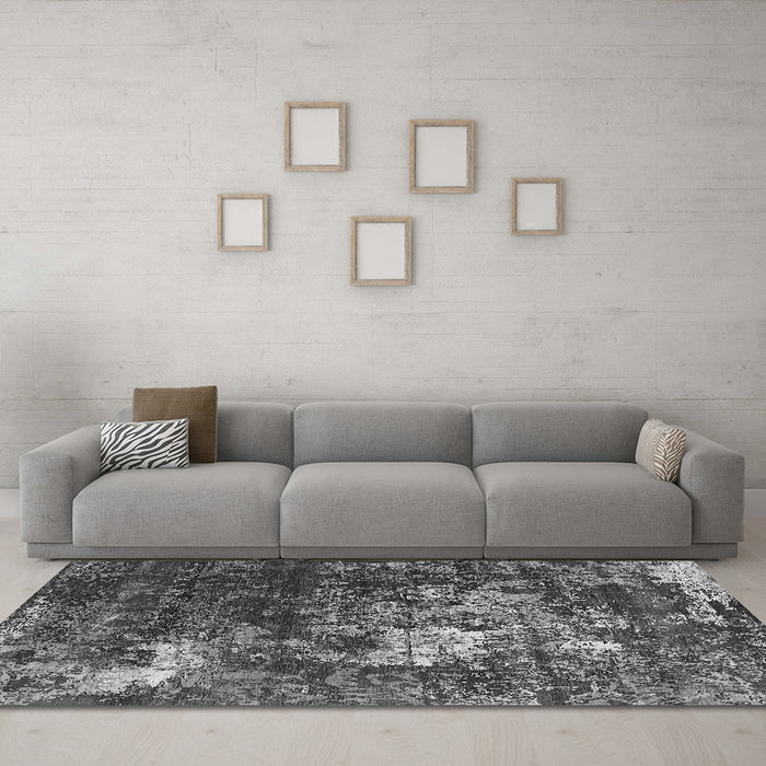 Machine Washable Oriental Gray Industrial Rug in a Living Room,, wshurb2606gry