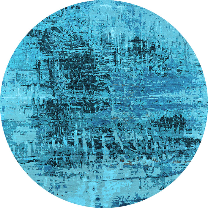 Round Oriental Light Blue Industrial Rug, urb2607lblu