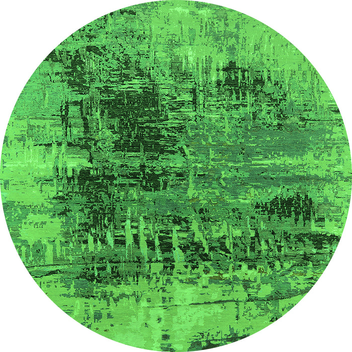Round Oriental Green Industrial Rug, urb2607grn