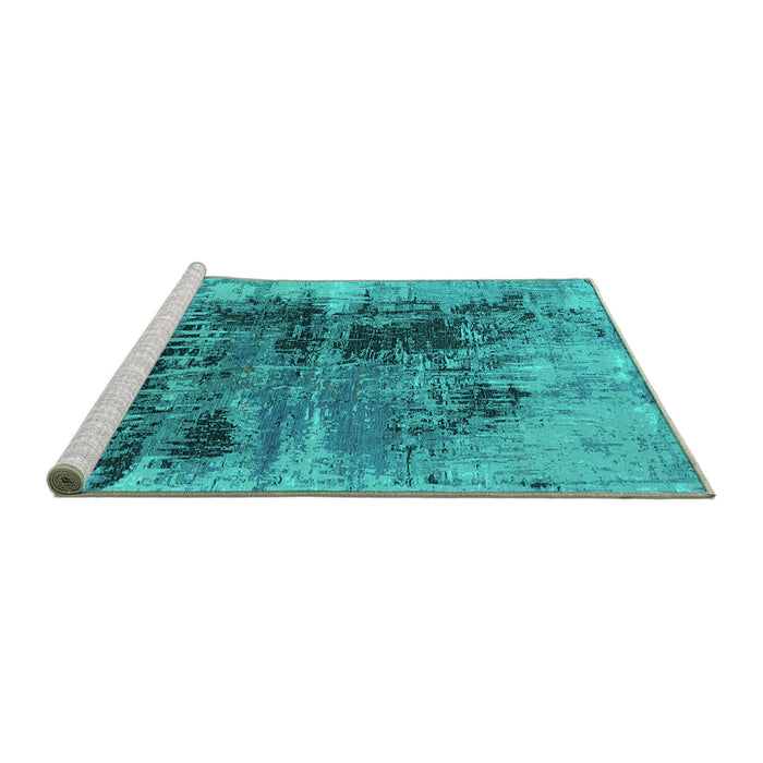 Sideview of Machine Washable Oriental Turquoise Industrial Area Rugs, wshurb2607turq