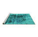 Sideview of Machine Washable Oriental Turquoise Industrial Area Rugs, wshurb2607turq