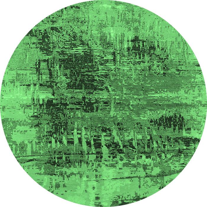 Round Oriental Emerald Green Industrial Rug, urb2607emgrn