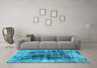 Machine Washable Oriental Light Blue Industrial Rug, wshurb2607lblu