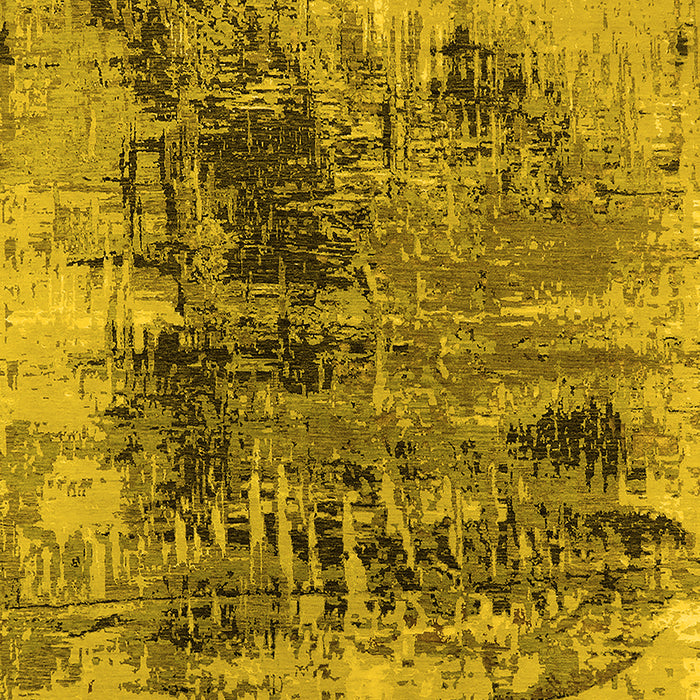 Machine Washable Oriental Yellow Industrial Rug, wshurb2607yw