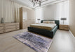 Mid-Century Modern Purple Oriental Rug in a Bedroom, urb2607