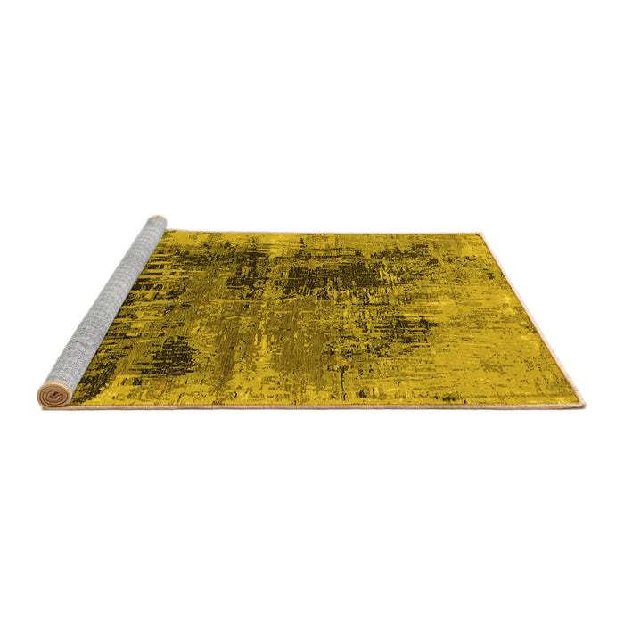 Sideview of Machine Washable Oriental Yellow Industrial Rug, wshurb2607yw