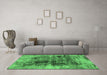 Machine Washable Oriental Emerald Green Industrial Area Rugs in a Living Room,, wshurb2607emgrn