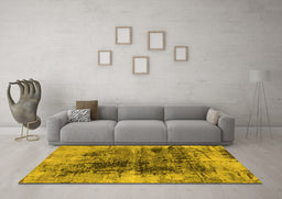 Machine Washable Oriental Yellow Industrial Rug in a Living Room, wshurb2607yw