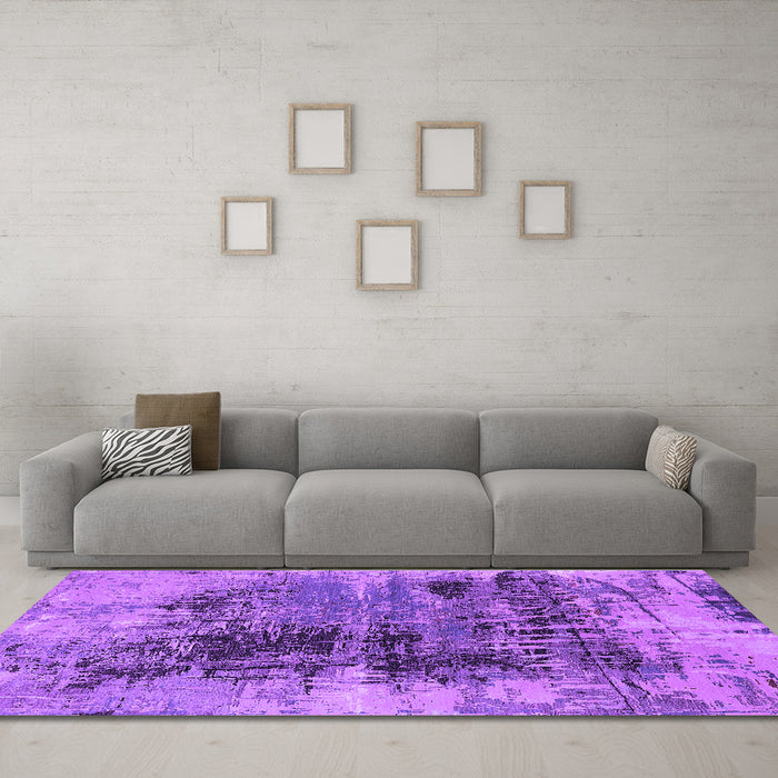 Machine Washable Oriental Purple Industrial Area Rugs in a Living Room, wshurb2607pur