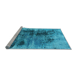 Sideview of Machine Washable Oriental Light Blue Industrial Rug, wshurb2607lblu