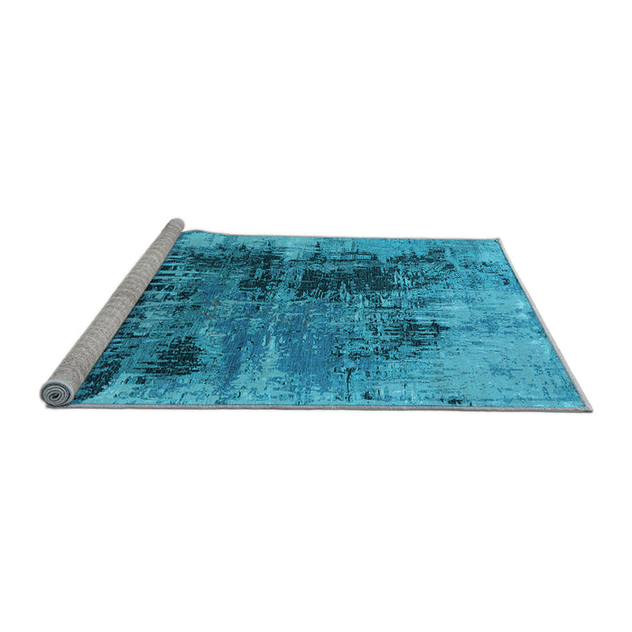 Sideview of Machine Washable Oriental Light Blue Industrial Rug, wshurb2607lblu