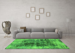Machine Washable Oriental Green Industrial Area Rugs in a Living Room,, wshurb2607grn